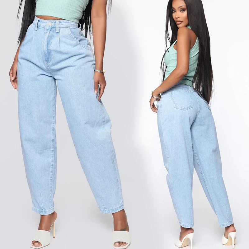 

Свободные джинсы с широкими штанинами в европейском и американском стиле светильник-голубые длинные хлопковые повседневные брюки высоког...