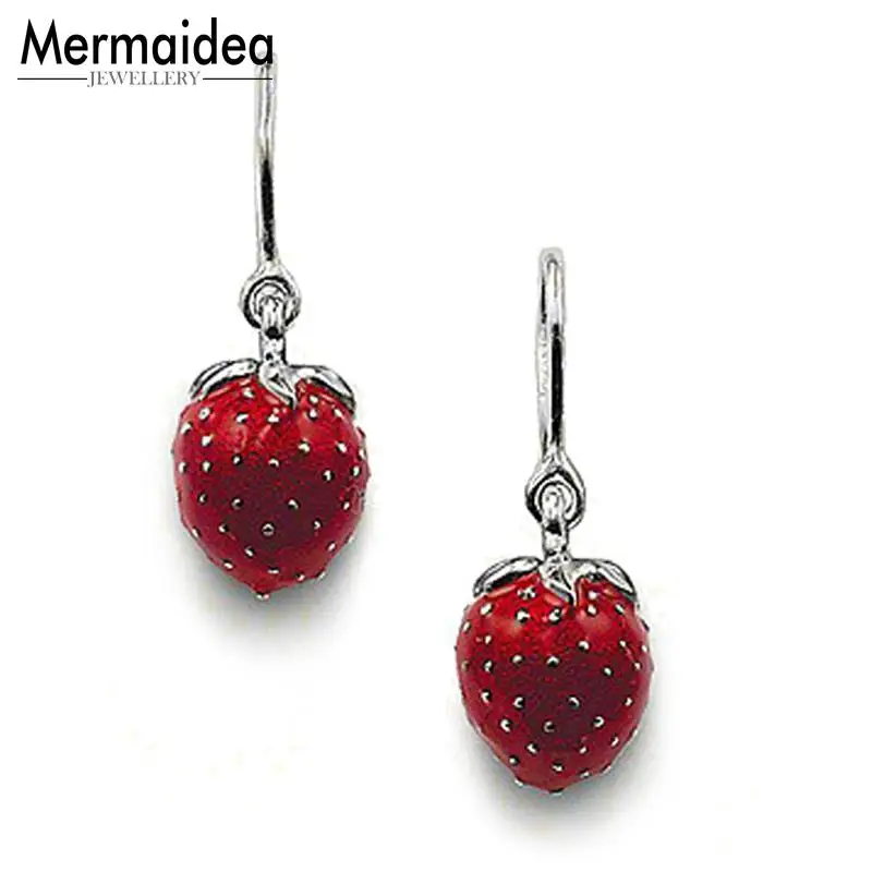 Висячие серьги с Красной клубникой романтический подарок для женщин