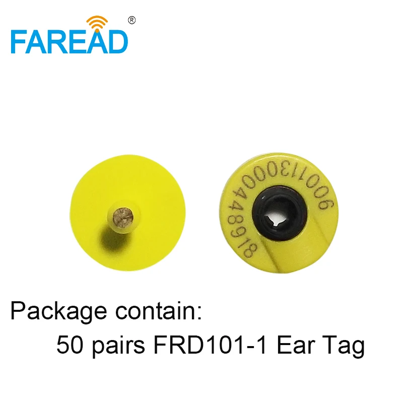 FRD101-1 50 pairs Прочный пассивный TPU 134,2 кГц FDX-B RFID EID Ушная бирка для свиней, коз, овец, коз, корова, животные, серьги, идентификация скота - Цвет: FRD101-1 50 pairs