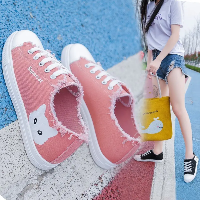 

2021 New Women Casual Shoes Lace Up Ca nvas Loafers Summer Soft Breathable Shoes Student Girl Lightweight Ladies Sneakers