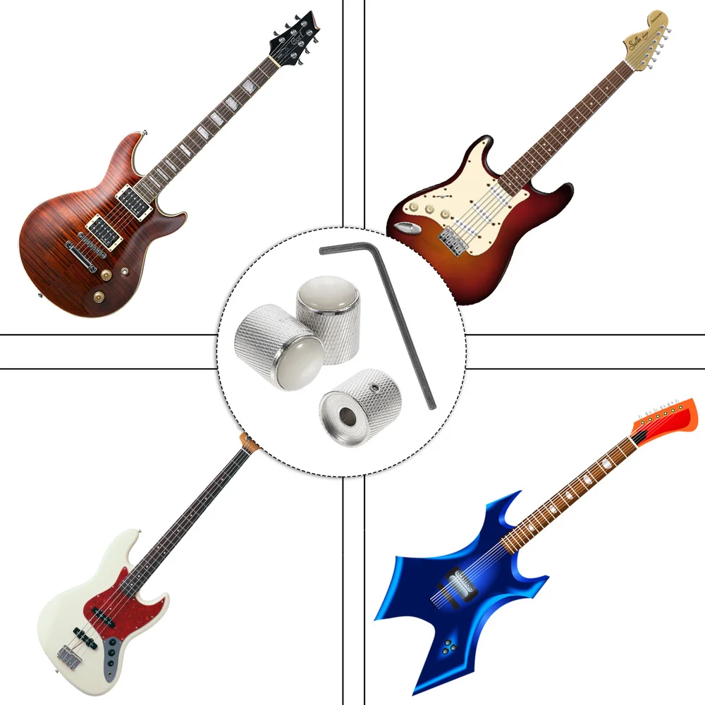 

1 Set of Practical Sound Knobs Electric Bass Knobs with Wrench (Silver)