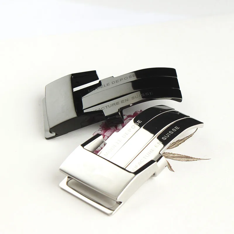 20mm 22mm 24mm Black Smooth Genuine Leather Strap Watch Band Deployment Clasp For Breitling Navitimer