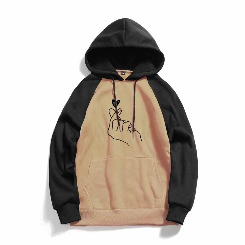 

Новые модные толстовки с принтом Love, пуловеры, Свободные повседневные свитшоты, модные Лоскутные Топы с длинным рукавом, Мужская толстовка, ...