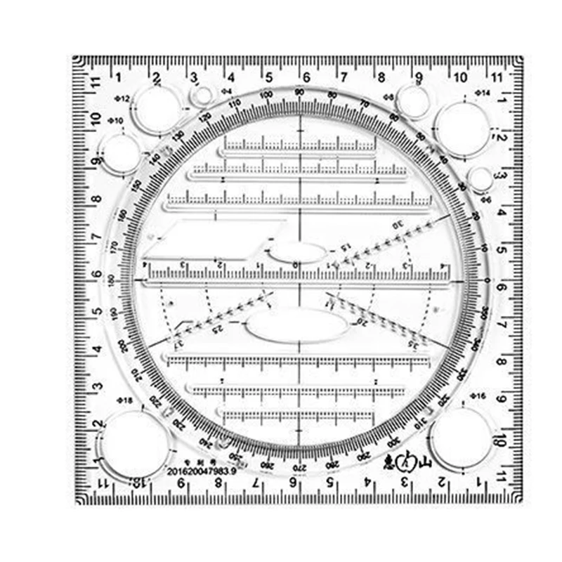 Multifunctional Geometric Ruler Drawing Template Measuring Tool for School Office Supplies DIY Apparel Sewing Fabric W | Дом и сад