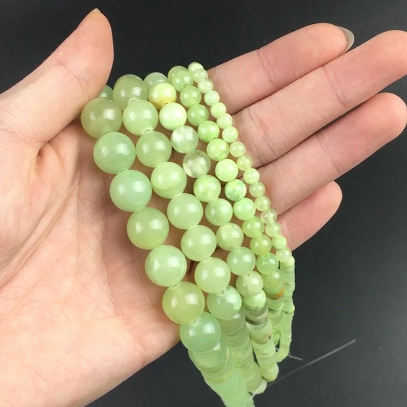 

Natural Stone Flower Green Lace Jades Beads Round Loose Beads For Jewelry Making DIY Bracelets Necklace 15''Strand 4/6/8/10/12mm