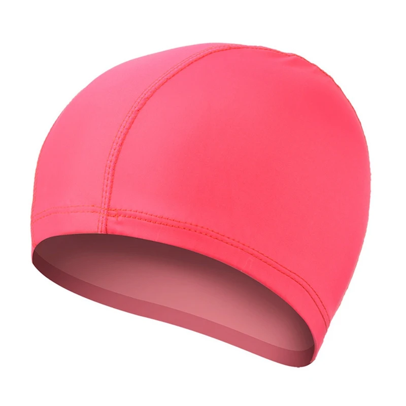 

Elastic Waterproof PU Fabric Protect Ears Long Hair Sports Swim Pool Hat Swimming Cap Free size for Men & Women Solid Color