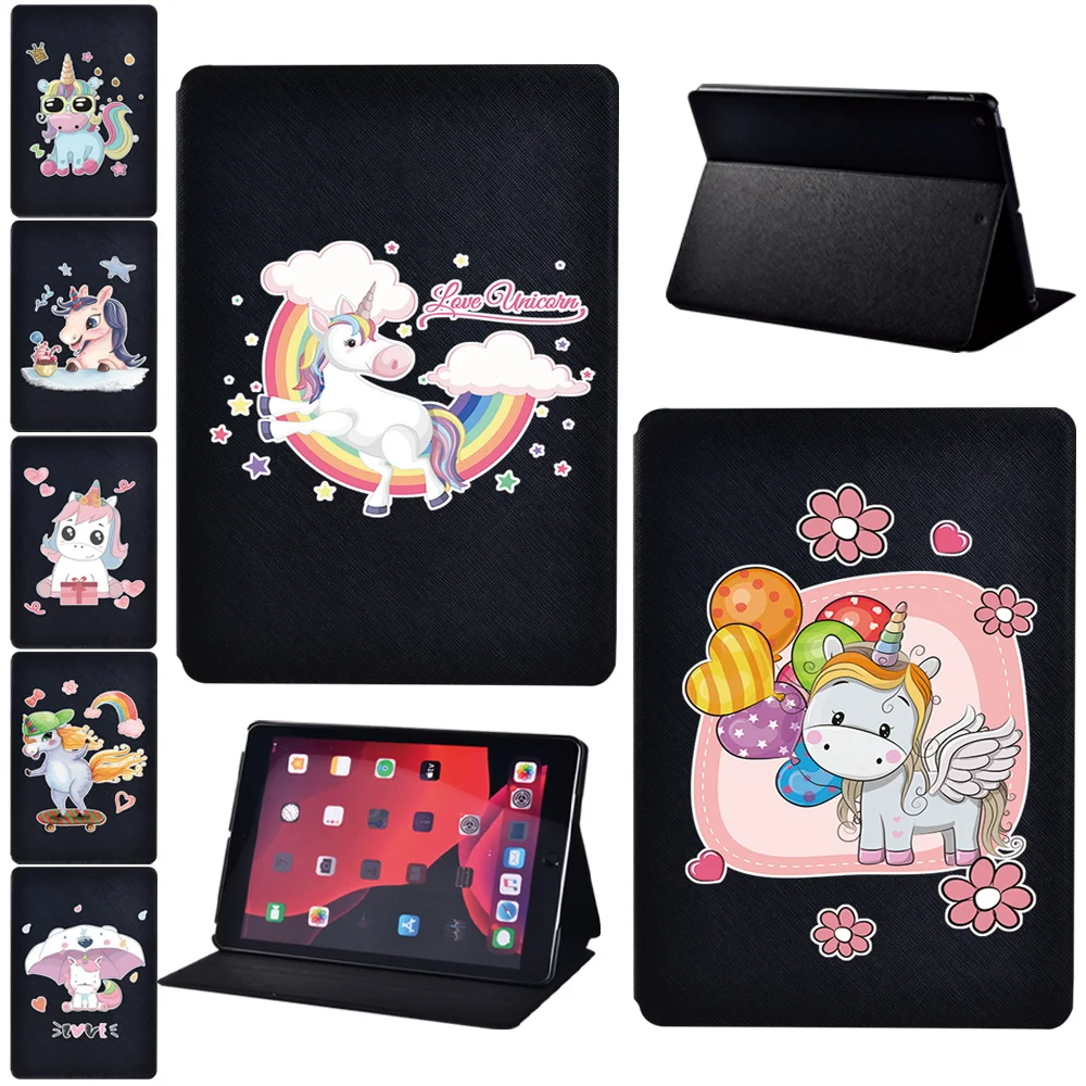 

For Apple IPad Mini 1 2 3 4 5 /iPad 2 3 4 5 6/iPad Air1/ 2 /3/iPad Pro 9.7/10.5/11 Unicorn Print Pattern Tablet Folio Stand Case