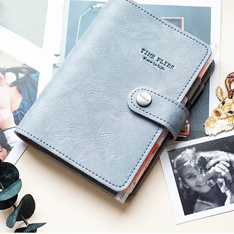 

Retro Soft leather Multicolor Spiral Notebook line Blank Grid Buckle Loose-leaf Travel Notepad DIY customization Binder Diary A7