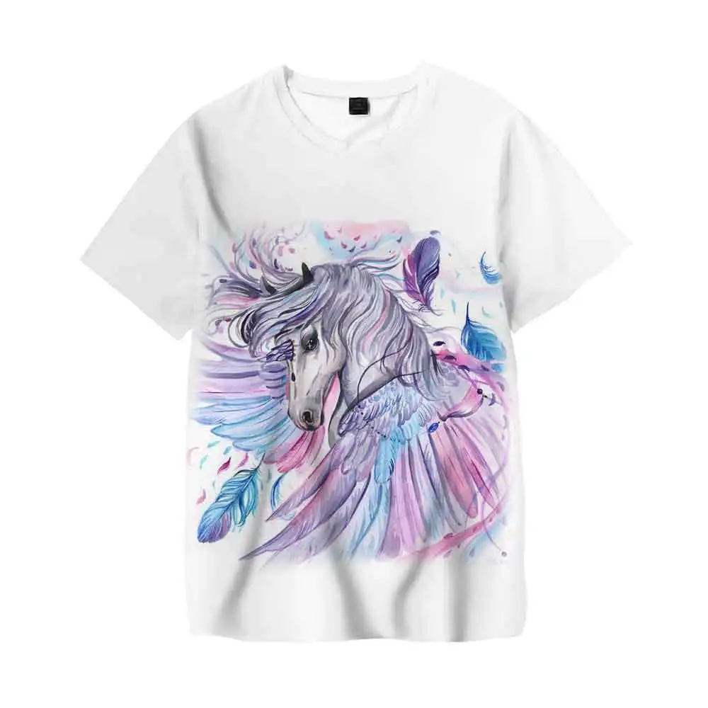 

Summer Girls 4 5 6 7 8 9 Years Unicorn T-shirt Unicornio Print Cute Cartoon Tops Short Sleeves Tees Kids Oversized Pink t shirt