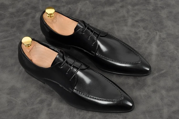 Мужские модные оксфорды Цвет черный красный винный острый носок шнуровка низкий