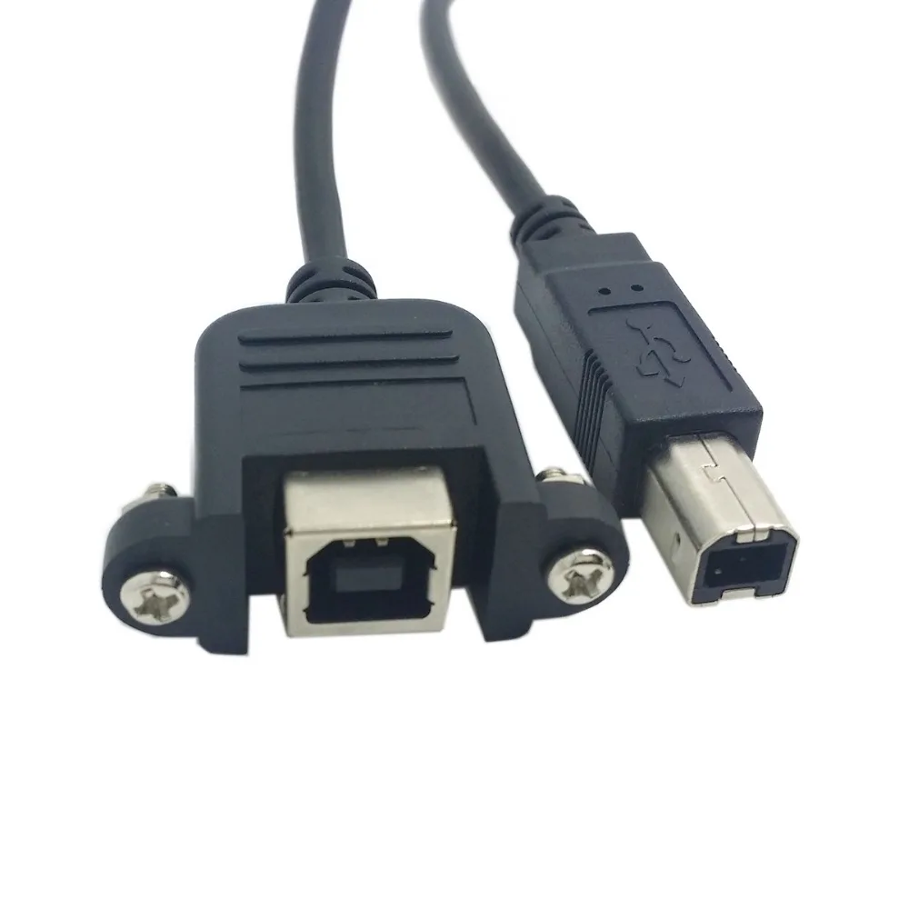 

USB2.0 B printer male to female extension cable with panel mount screws for printer & scaner black color