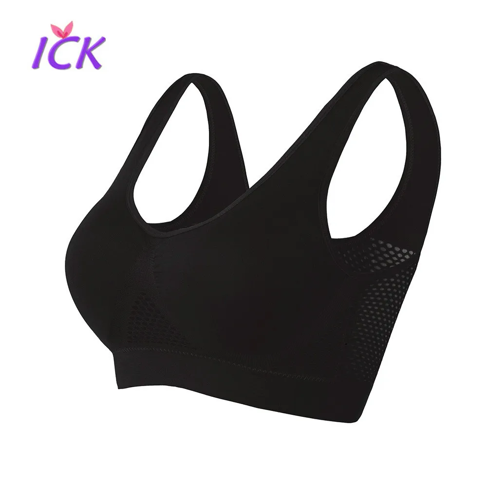 

Women's Sport Undergarment Breathable Large Size Without Steel Ring Seamless Hollow Mesh One-piece Thin Bra Sports Bra