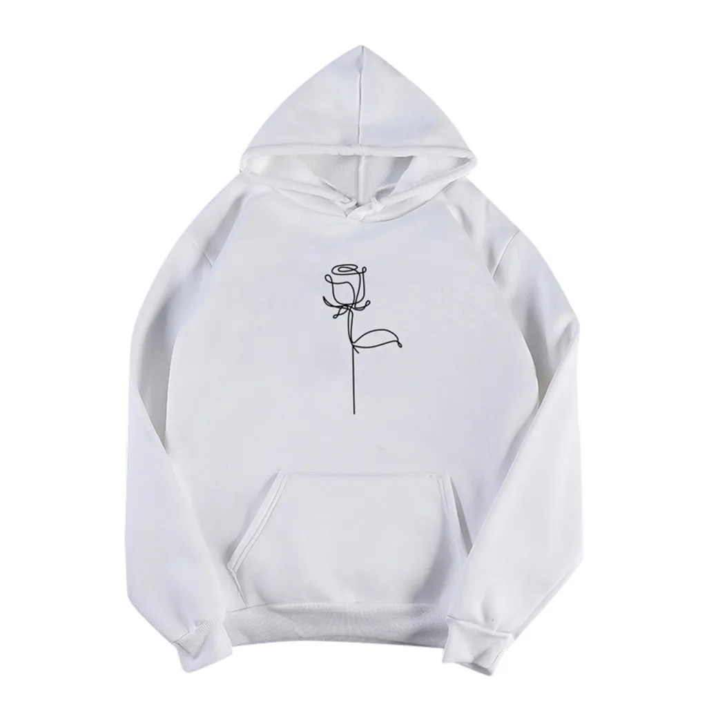 

Женские толстовки с капюшоном и принтом роз, осенне-зимние толстовки для девочек-подростков в стиле Харадзюку, повседневные свободные пуло...