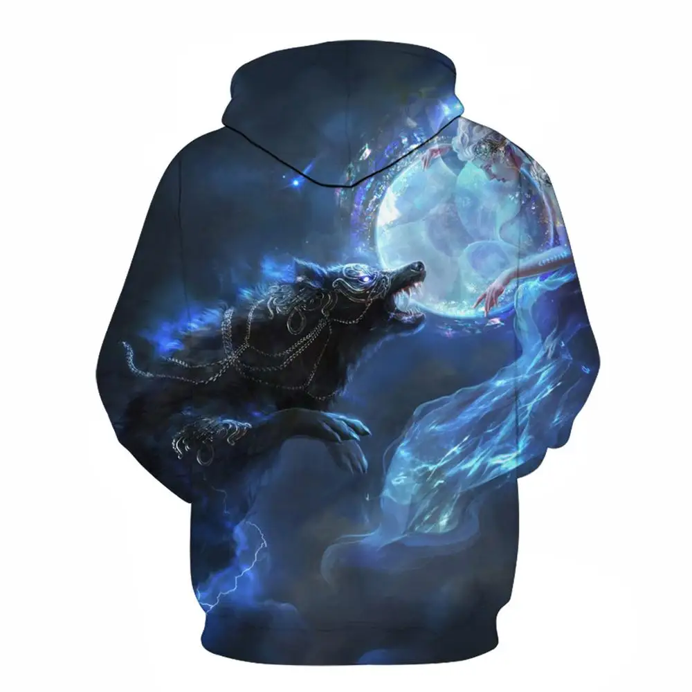 

2019 New Horror Spoof Autumn Winter Casual Fashion Autumn Winter Hoodies Sweatshirt Men Women Terror Wolf Hoodies Sweatshirt