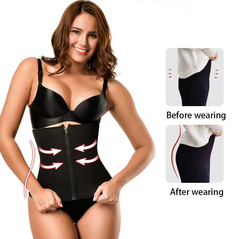 Women Waist Trainer With Zipper Plus Size Best Strapless Shapewear Fast-sweat Neoprene Corset Shaper Bodysuit | Женская одежда