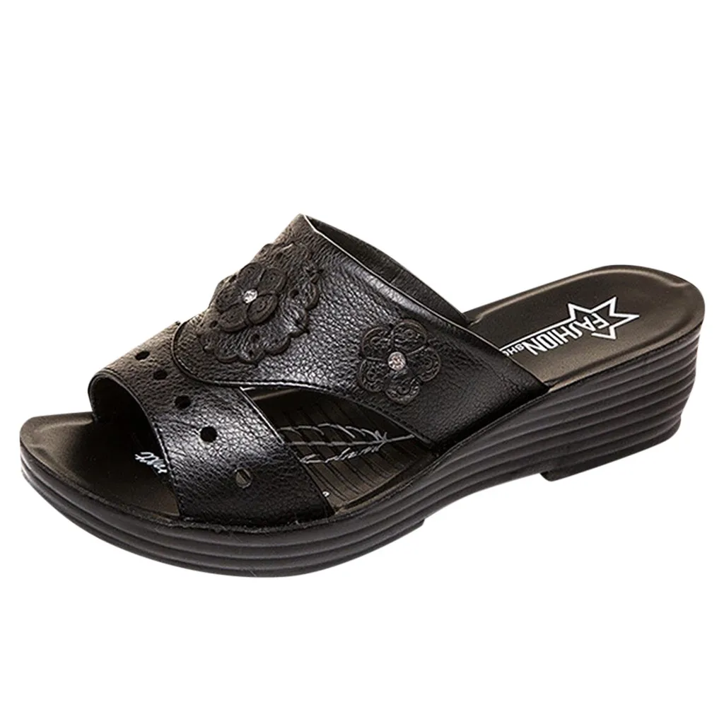 Женские шлепанцы Модные летние сандалии Однотонная повседневная обувь с