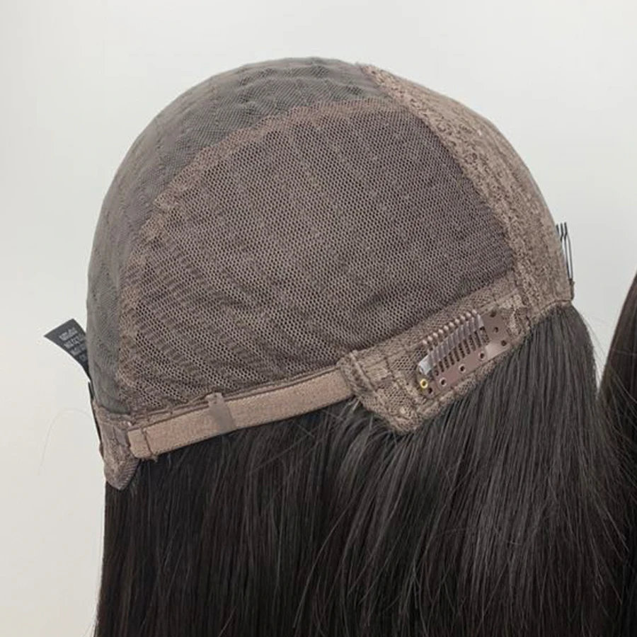 

Silky Straight Jewish Wig with Bangs Shevy Cap Skin Top None Lace Sheitels Kosher Wig for Women Black Brown Color None Lace Wig