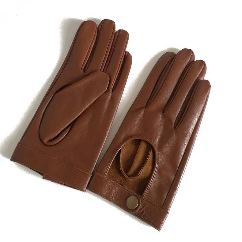 

2021 Half Palm Glove Rivet Pins Street Fashion Driving Gloves Genuine Real Goat Leather Gloves Women Fashion Short Mittens G599
