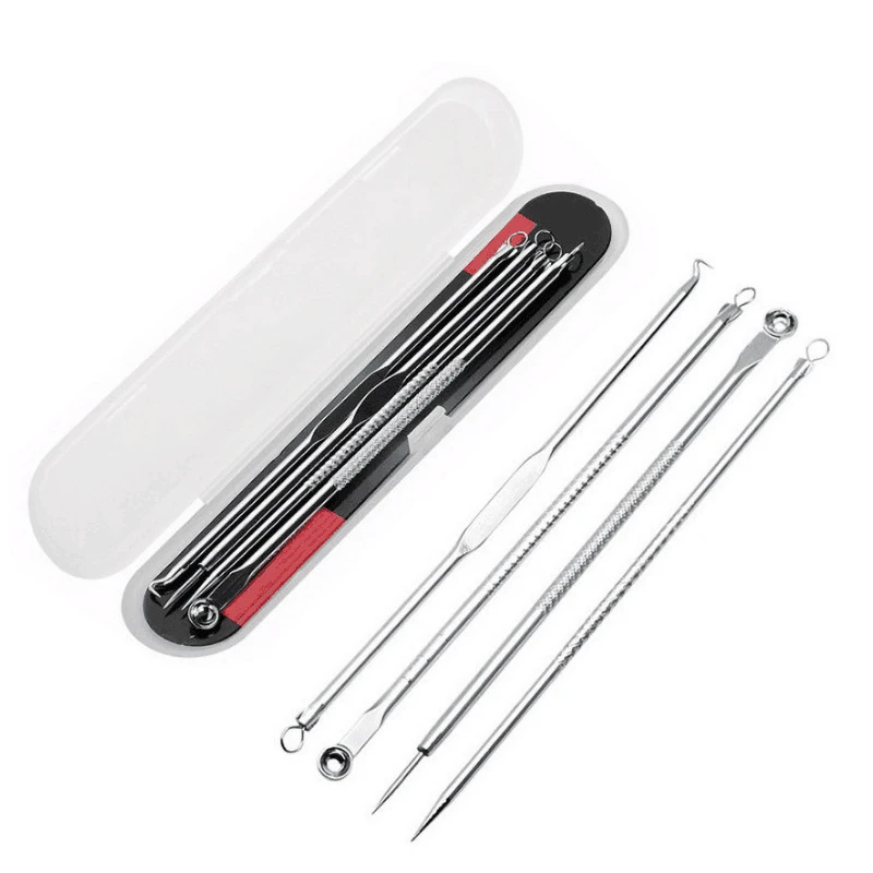 

4PCS/set Stainless Steel Acne Blackhead Remover Needles Tool Comedone Extractor Pimple Blemish Face Skin Care Beauty Tools