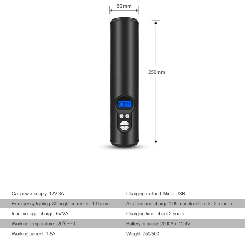 Barato Compresor De Aire Portátil Para Coche, Mini Bomba Eléctrica Inflable Recargable Con Luz LED De Emergencia, 12V, 150PSI