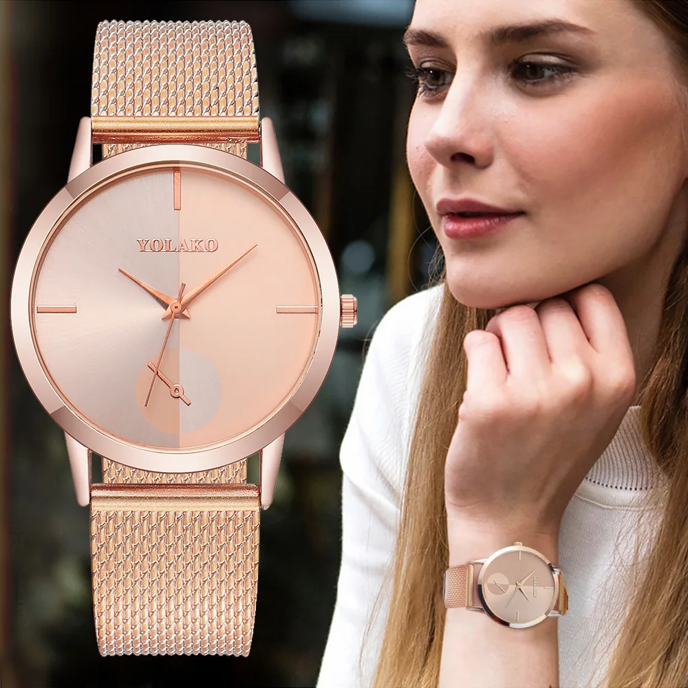 

YOLAKO Watches Women relogio feminino Luxury Women Watches Fashion Ladies Watch Rose Gold Wrist Watch Stainless Steel Clock