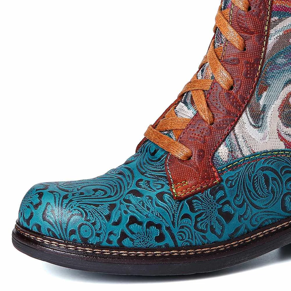 SOCOFY/Botas Mujer; короткие ботинки из тисненой натуральной кожи на плоской подошве со шнуровкой на молнии; женская обувь; женская зимняя обувь