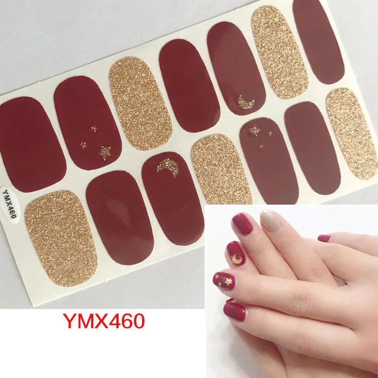 14 подсказок/лист корейский модный цветной стикер для ногтей Французский Полный