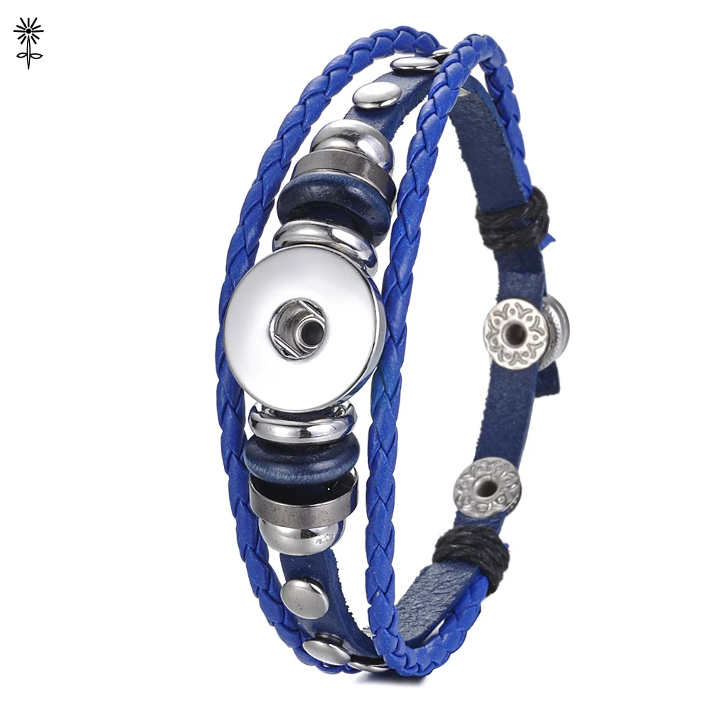 Кнопки талисманы Браслет 18 мм Сменные плетеный кожаный браслет сделай сам