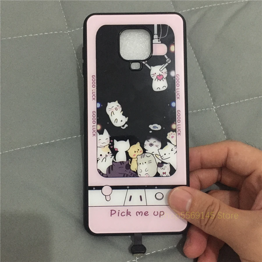 Poco X3 Pro Coque Back Cover For Xiaomi Redmi Note 9 10 Pro 8 7 7S 9S 10s LED Flash Case Funda Red Mi 9 C 11 Glass Cute Cat