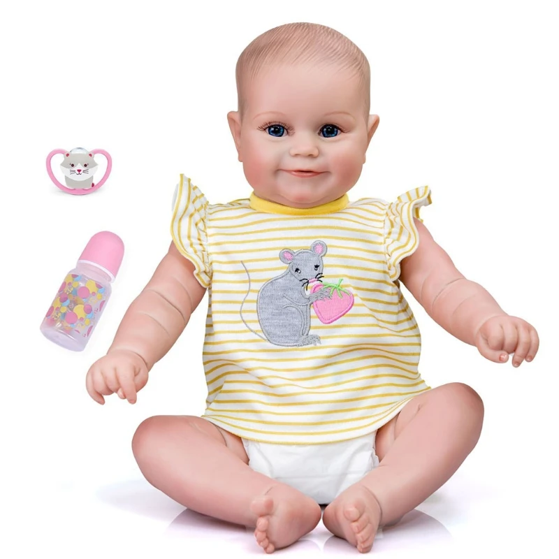 

49cm Silicone Realistic Doll Opened Eyes Soft Vinyl Baby Cute Newborn Toy with Pacifier Gift for Children Kids