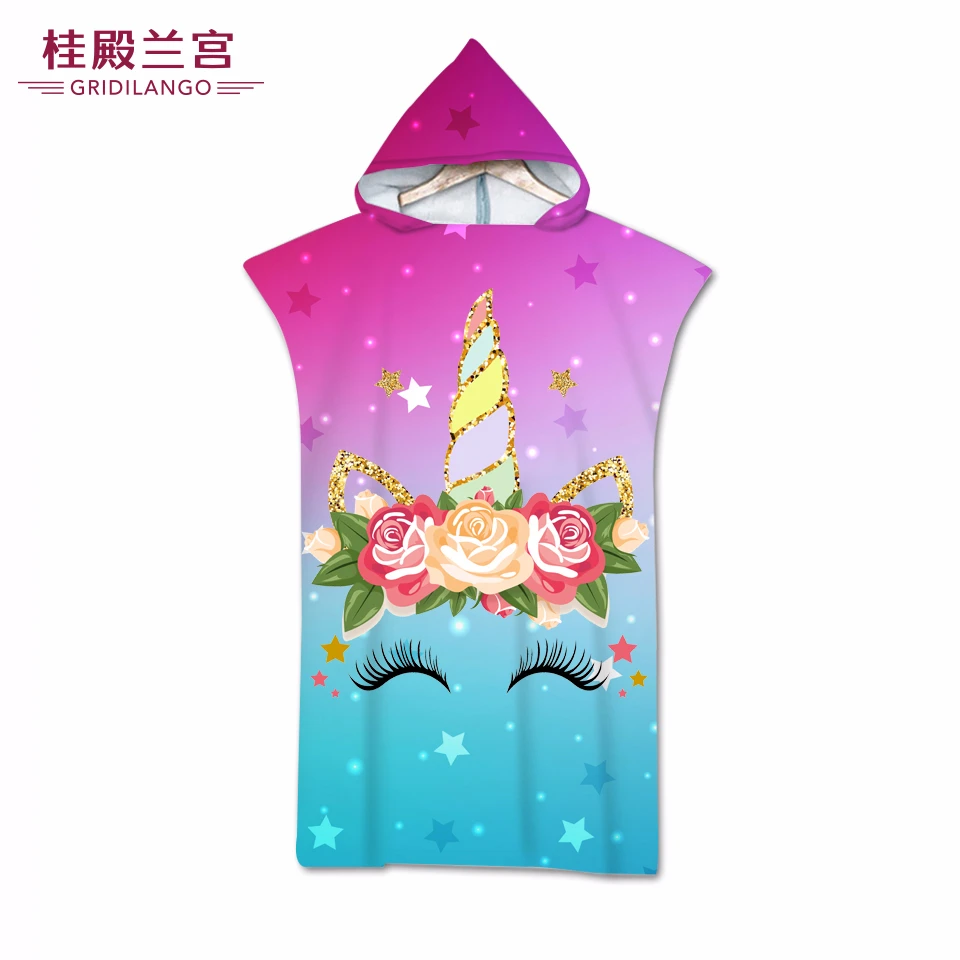 Мультяшный Единорог двусторонний Печатный узор красочные звезды с капюшоном