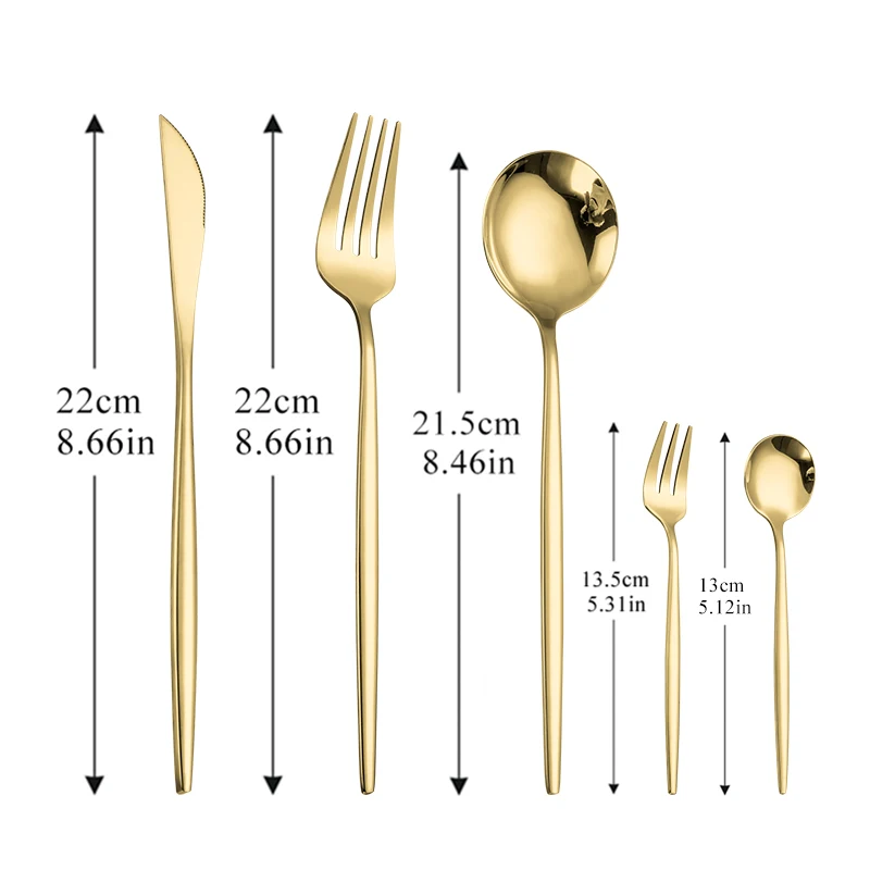 Juego de cubiertos dorados de acero inoxidable, cuchillos dorados, tenedores, cucharas, vajilla de cocina, 30 piezas, env&iacute;o directo-1