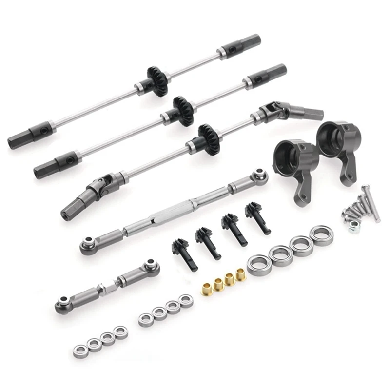 

4Pcs Metal Shock Absorber and Extension Seat with Gear Bridge Axle Gears for WPL B14 B24 Q60 1/16 RC Car Parts