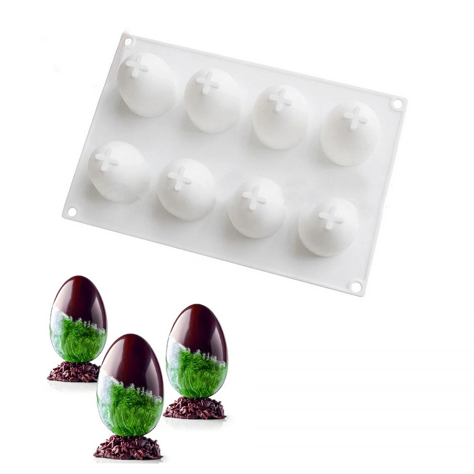 

8 Cavity Easter Egg Shaped Bakeware Mould Dessert Chocolate Cake Silicone Mold DIY Easter Decorating Baking Tools