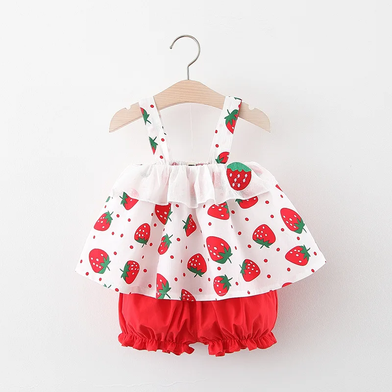 Летний комплект одежды для маленьких девочек BibiCola кружевная клетчатая футболка