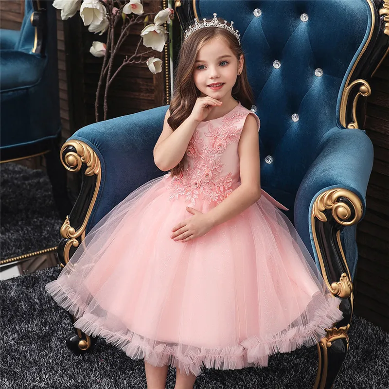 Kids Princess girls dresses 3-12T summer child costume sleeveless print baby girl's clothes children Birthday party dress | Детская