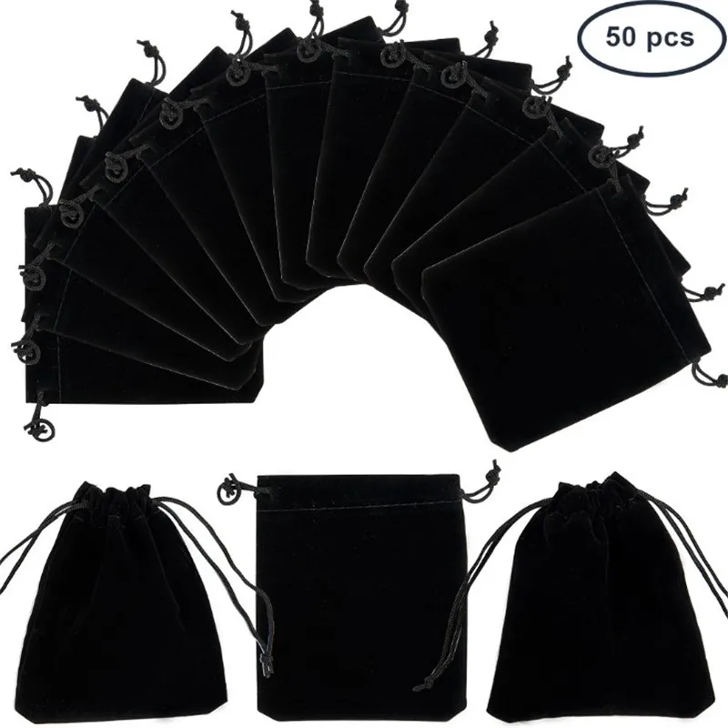 

50 Pieces Black Velvet Dice bag Packing bags 7*9cm / 9*12cm Drawstring bags & Pouches for Board Games Card Game