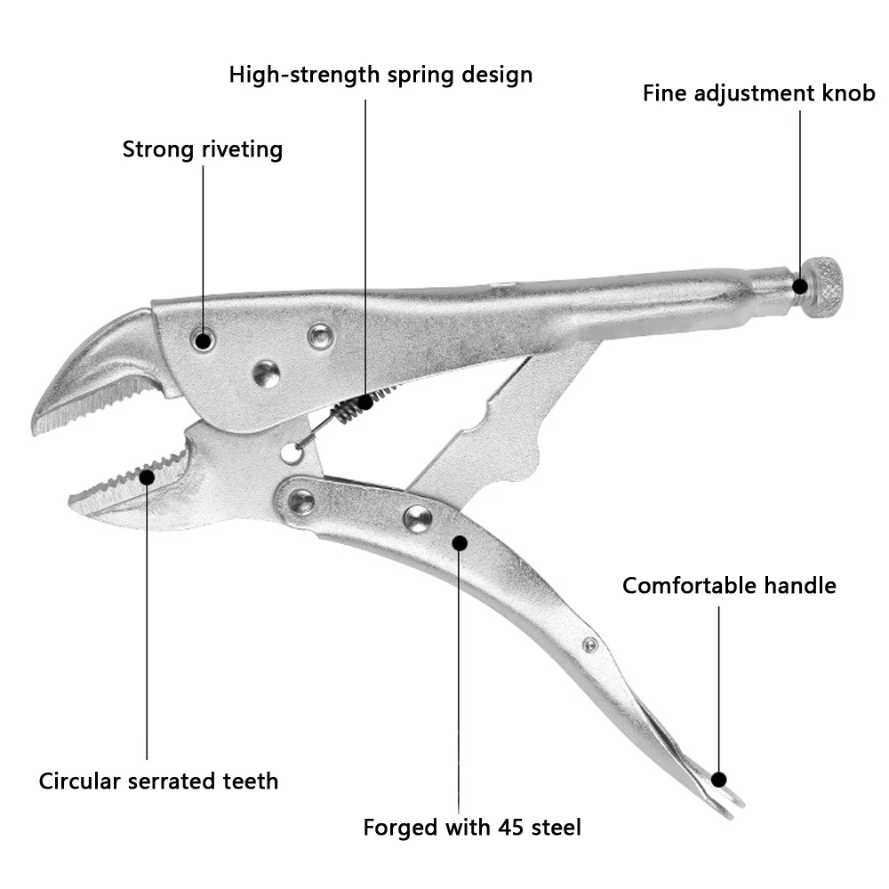 

Плоскогубцы стальные 7/10 дюйма, 45 #, ручные инструменты с гладкой ручкой и круглым зажимом, быстрое фиксация рта, ручные инструменты