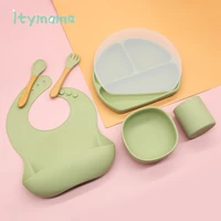 1set silicone baby feeding bowl tableware bib waterproof spoon non slip bpa free silicone dishes for baby sucker bowl baby plate