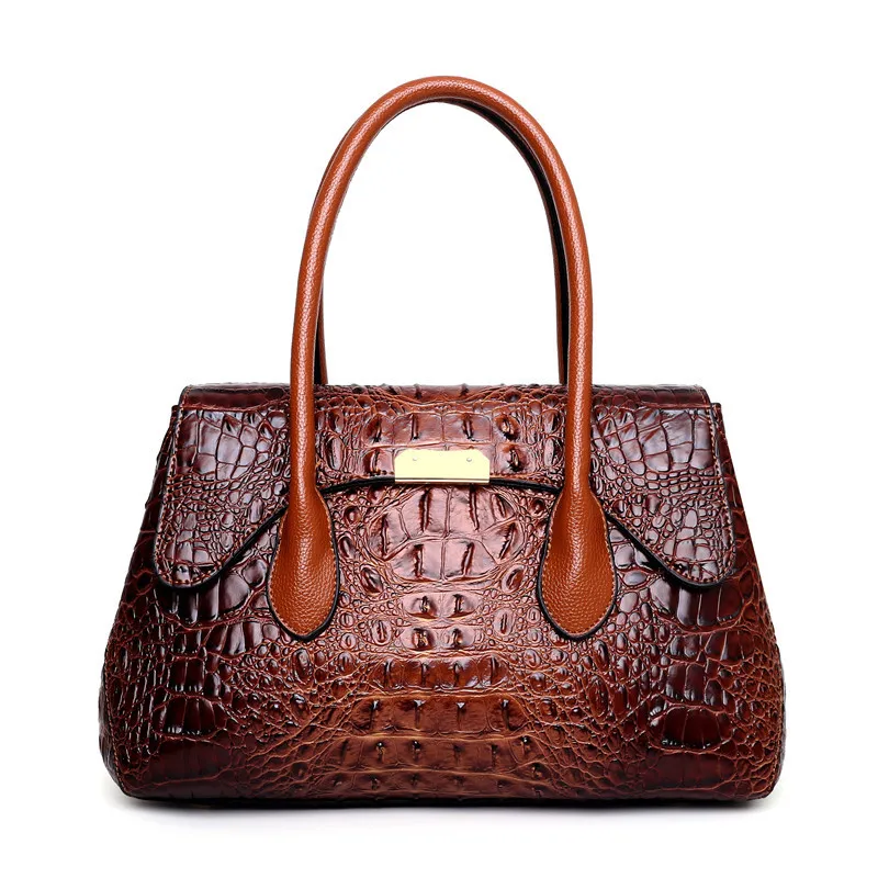 

ICEV europe style top handle bag alligator shoulder bags for women leather handbag high quality designer boston messenger bags