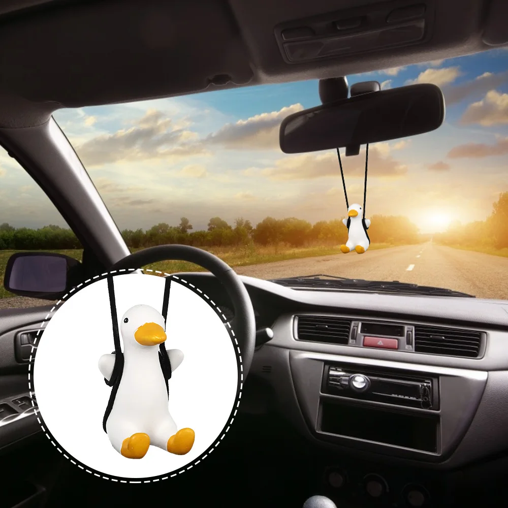 

Gypsum Cute Anime Car Accessorie Swing Duck Pendant Auto Rearview Mirror Ornaments Birthday Gift Auto Decoraction