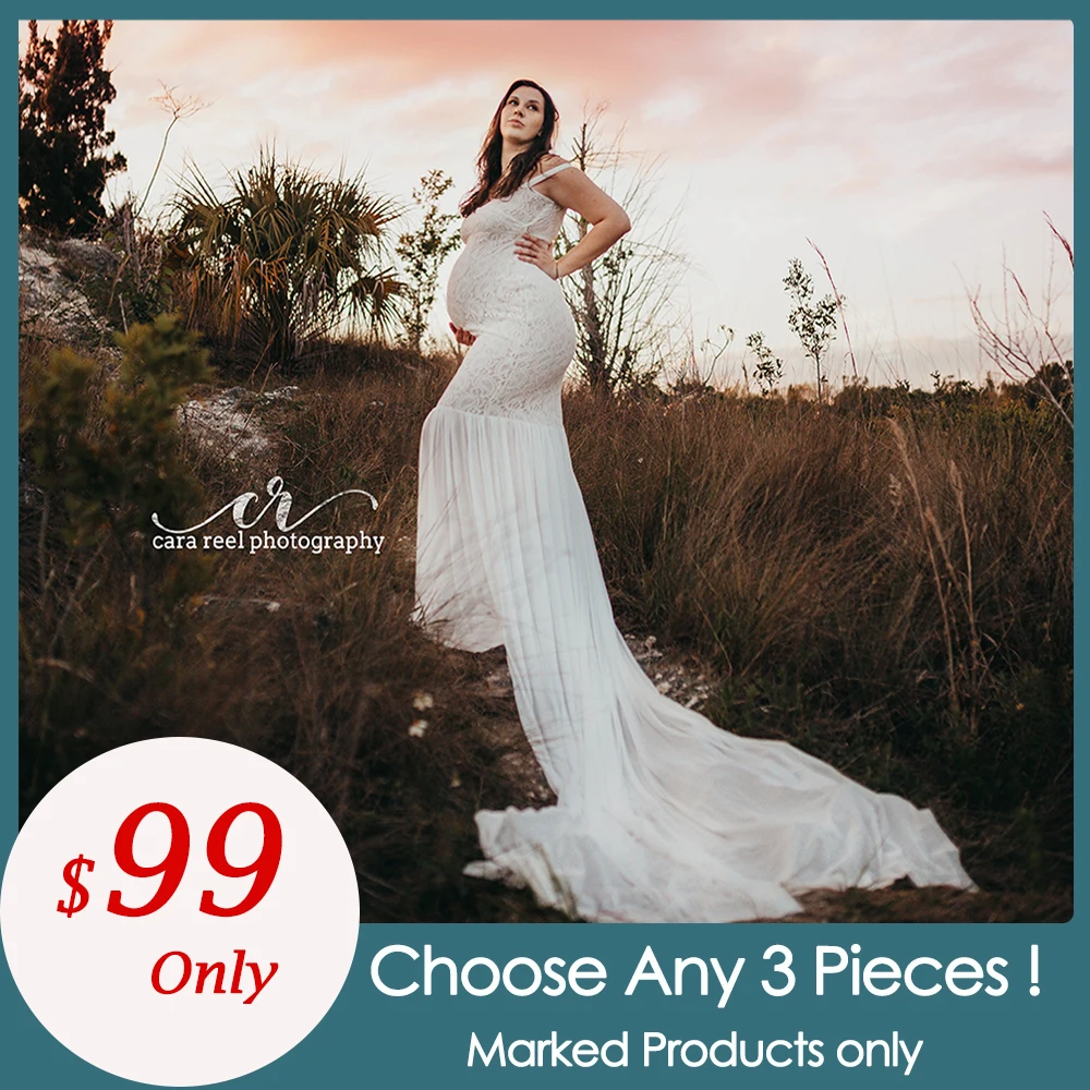 

Кружевное платье для беременных с длинным шлейфом, 3 шт./лот