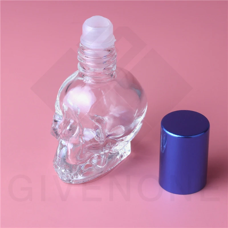 10 шт./лот 8 мл пустой стеклянный рулон в форме черепа на флаконе для духов пустые