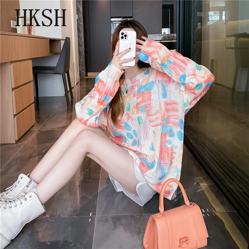 

Women's Pullover Korean Fashion Loose Hollow Out Carcoon Long Sleeve Swerter Spring Pull Femme Jersey Mujer