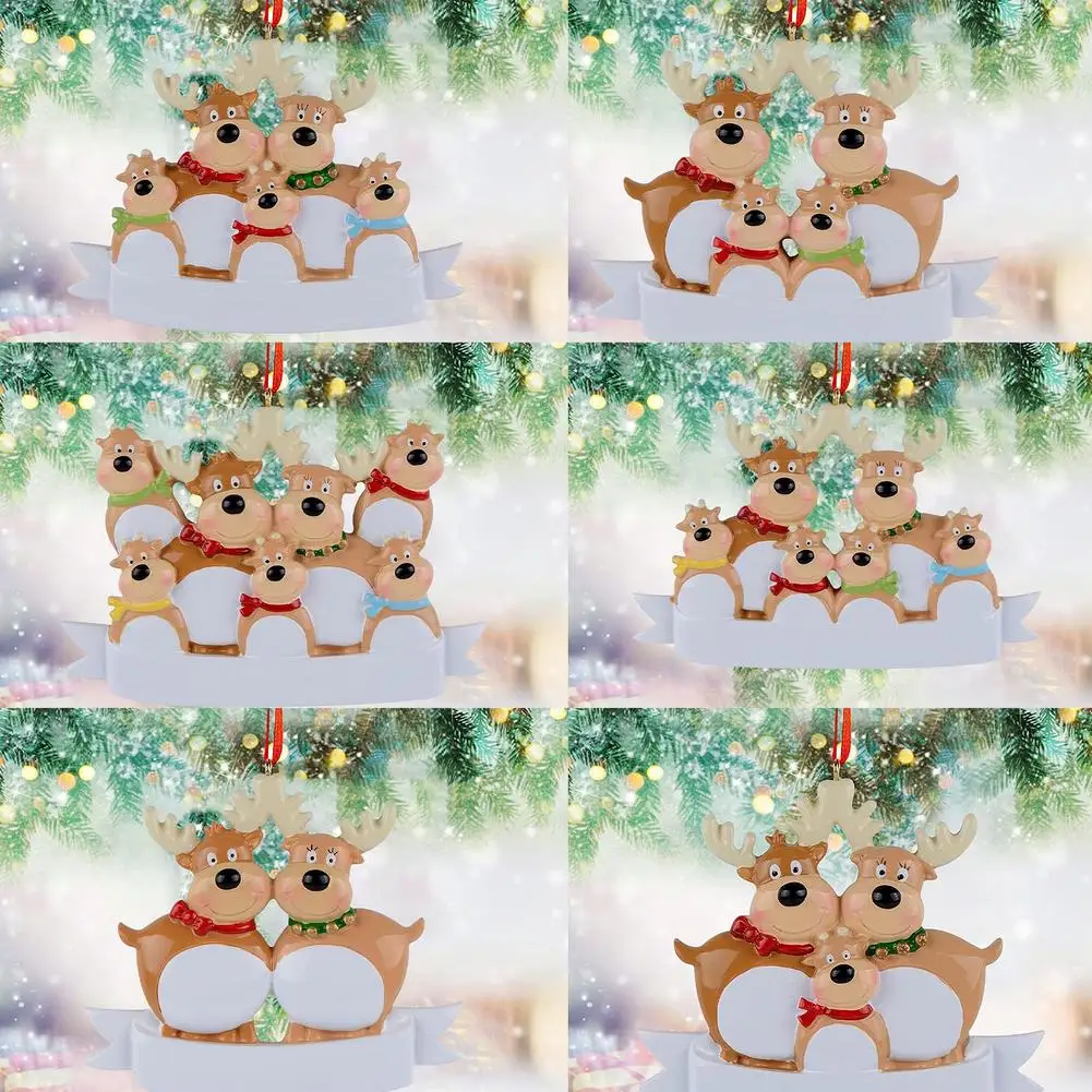 

Personalized Resin Reindeer Family Christmas Tree Pendant Cute Deer Ornament Home Decoration Winter Gifts 2021