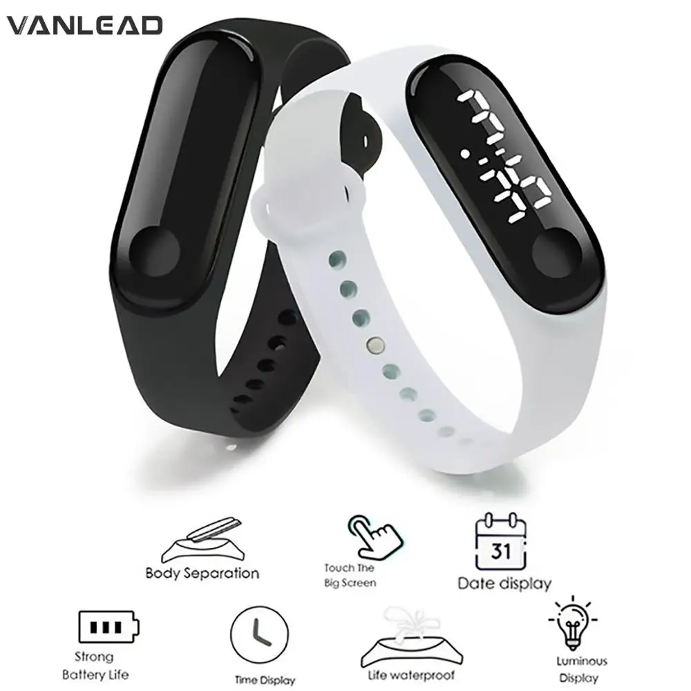 Светодиодный электронные спортивные светящиеся часы модные для мужчин и женщин