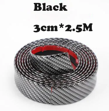 Black 3cm X 2.5M Углеродное волокно резиновый порог 5D Защитная Автомобильная Наклейка для Toyota Corolla аксессуары e120 аксессуары для салона автомобиля - Название цвета: Black 3cm X 2.5M