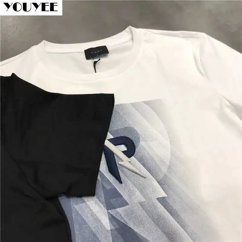 

Male Stretch T-shirt Slim Embroidery Letters All-match Simple 2021 Summer New Fashion Trend Tee Mercerized Cotton Men's Clothing