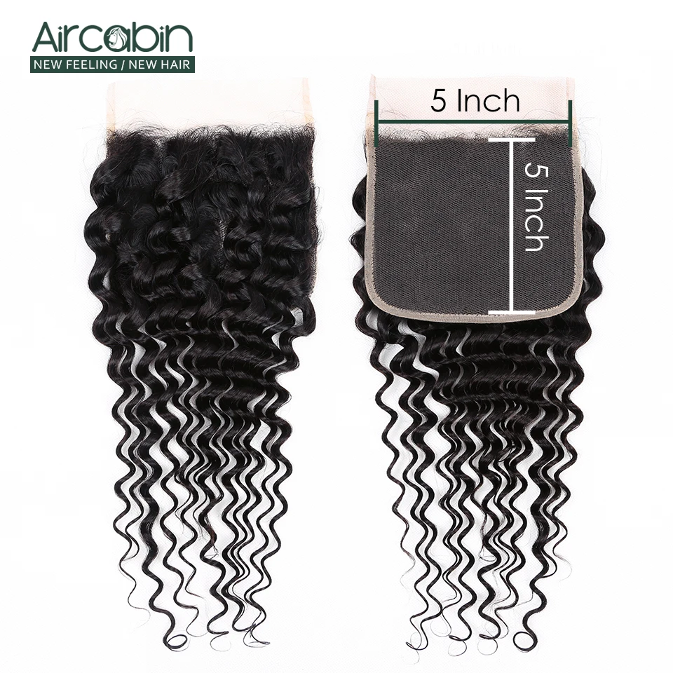 Brazilian Deep Wave Bundles With 5x5 Closure Remy Hair Bundles And Swiss Lace Closure Aircabin Human Hair 3 Bundles With Closure