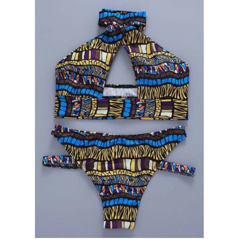 Женский купальный костюм с чашками пуш ап и принтом|Купальники| |